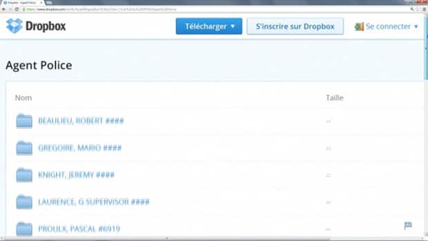 The information pulled from the Montreal police website was uploaded to Dropbox, a file-sharing service.